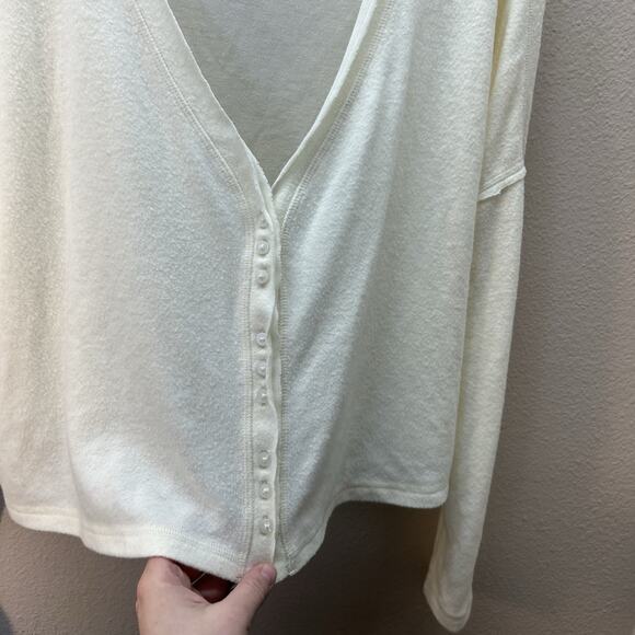 Urban Outfitters Out From Under White Oversized Cozy Button Front Top Coquette - Picture 3 of 4
